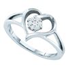 Image 1 : 10KT White Gold 0.10CTW DIAMOND LADIES HEART RING