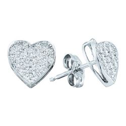 10KT White Gold 0.25CTW ROUND DIAMOND MICRO PAVE HEART