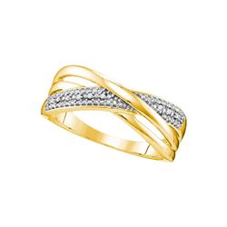 10kt Yellow Gold Womens Round Diamond Crossover Band Ri