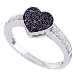 10K White-gold 0.34CTW BLACK DIAMOND HEART RING