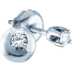 14kt White Gold Womens Round Natural Diamond Solitaire