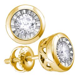 10kt Yellow Gold Womens Round Diamond Solitaire Illusio
