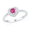 Image 1 : Sterling Silver Womens Round Lab-Created Pink Sapphire