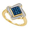 Image 1 : 10K Yellow-gold 0.33CTW BLUE DIAMOND FASHION RING