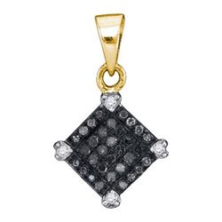 14K Yellow-gold 0.15CTW BLACK DIAMOND MICRO-PAVE PENDAN