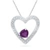 Image 1 : Sterling Silver Womens Round Lab-Created Amethyst Solit