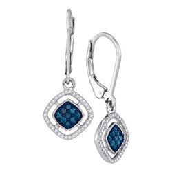10KT White Gold 0.33CTW BLUE DIAMOND MICRO-PAVE EARRING