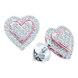 10KT White Gold Two Tone 0.25CTW DIAMOND HEART MICRO PA