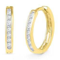 10K Yellow-gold 0.16CTW DIAMOND HOOPS EARRING