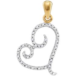 10kt Yellow Gold Womens Round Diamond Curled Heart Pend