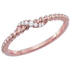 10kt Rose Gold Womens Round Diamond Crossover Stackable