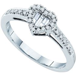 14KT White Gold 0.15CTW DIAMOND LADIES FASHION HEART RI