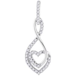 10KT White Gold 0.15CTW-Diamond MICRO-PAVE PENDANT