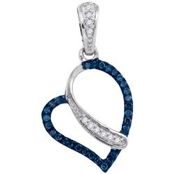 10KT White Gold 0.13CT BLUE DIAMOND HEART PENDANT