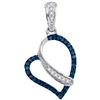 Image 1 : 10KT White Gold 0.13CT BLUE DIAMOND HEART PENDANT