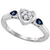 Image 1 : 925 Sterling Silver White 0.10CTW BLUE DIAMOND FASHION