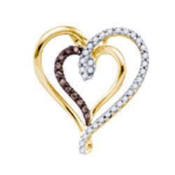 10KT Yellow Gold 0.25CTW COGNAC DIAMOND HEART PENDANT