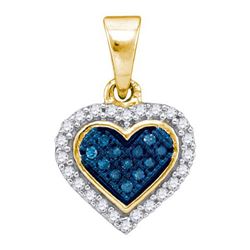 10K Yellow-gold 0.13CTW BLUE DIAMOND MICRO-PAVE PENDANT