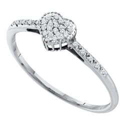 10KT White Gold 0.07CTW DIAMOND FASHION HEART RING