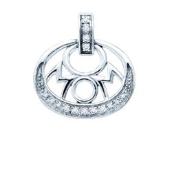 925 Sterling Silver White 0.12CTW DIAMOND MOM PENDANT