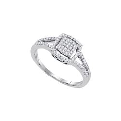 10kt White Gold Womens Round Diamond Square Frame Clust