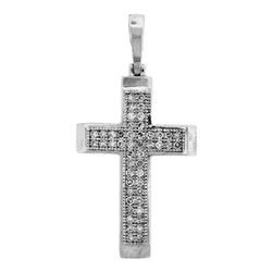 925 Sterling Silver White 0.15CTW DIAMOND CROSS PENDANT