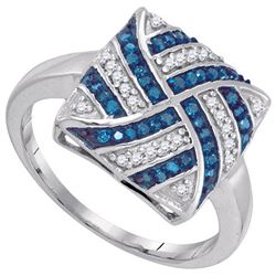 10KT White Gold 0.25CTW BLUE DIAMOND MICRO-PAVE RING