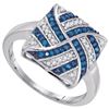 Image 1 : 10KT White Gold 0.25CTW BLUE DIAMOND MICRO-PAVE RING