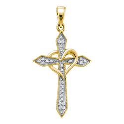 10KT Yellow Gold 0.10CTW DIAMOND CROSS PENDANT