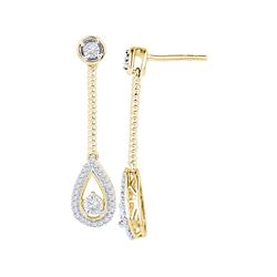 10kt Yellow Gold Womens Round Diamond Teardrop Screwbac