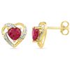 Image 1 : 10kt Yellow Gold Womens Round Lab-Created Ruby Heart Lo