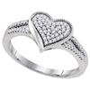 Image 1 : 10KT White Gold 0.19CTW DIAMOND MOCRO-PAVE HEART RING