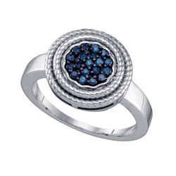 925 Sterling Silver White 0.25CTW BLUE DIAMOND CLUSTER