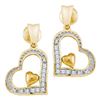 Image 1 : 10K Yellow-gold 0.10CT DIAMOND HEART EARRING