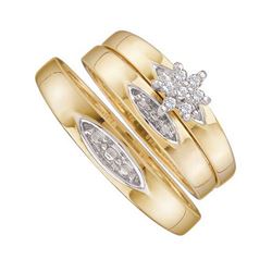 10K Yellow-gold 0.10CT DIAMOND CLUSTER TRIO SET