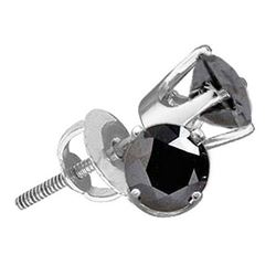 10KT White Gold 1.50CTW BLACK DIAMOND LADIES ROUND STUD