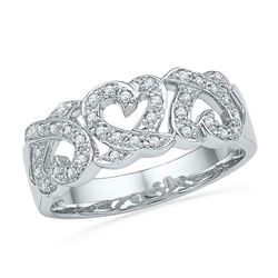 10KT White Gold 0.20CTW DIAMOND HEART BAND