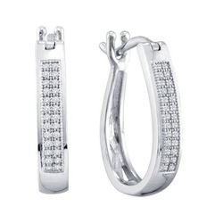 925 Sterling Silver White 0.15CTW DIAMOND MICROPAVE HOO
