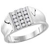 Image 1 : 10kt White Gold Mens Round Channel-set Diamond Triple R