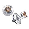 Image 1 : 10KT White Gold 0.26CTW COGNAC DIAMOND STUD EARRING
