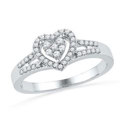 10KT White Gold 0.20CTW DIAMOND FASHION HEART RING