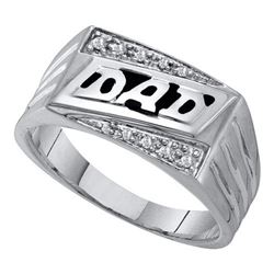 10KT White Gold 0.06CTW DIAMOND DAD MENS RING