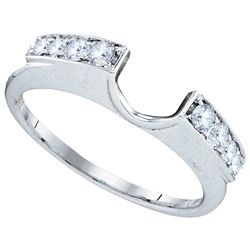 14kt White Gold Womens Round Natural Diamond Ring Guard