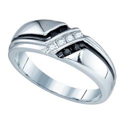 10KT White Gold 0.19CT BLACK DIAMOND MENS BAND