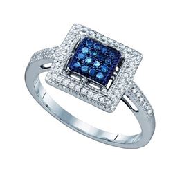 10KT White Gold 0.25CTW BLUE DIAMOND FASHION RING