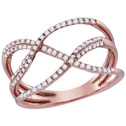 10kt Rose Gold Womens Round Natural Diamond Open Strand
