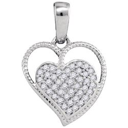 10KT White Gold 0.10CTW DIAMOND MICRO-PAVE HEART PENDAN