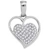 Image 1 : 10KT White Gold 0.10CTW DIAMOND MICRO-PAVE HEART PENDAN