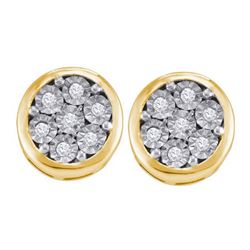925 Sterling Silver Yellow 0.10CTW DIAMOND FLOWER EARRI