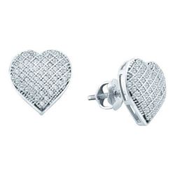 10KT White Gold 0.33CTW DIAMOND MICRO PAVE HEART EARRIN
